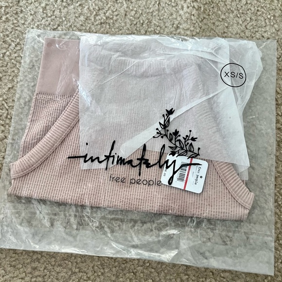 NWT Free People Wide Rib Seamless Cami high neck Top In Ballet Pink - Picture 11 of 14